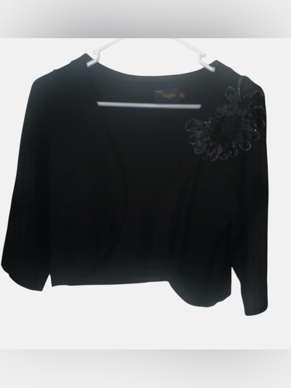 Just...Taylor Black Embellished Bolero Cardigan